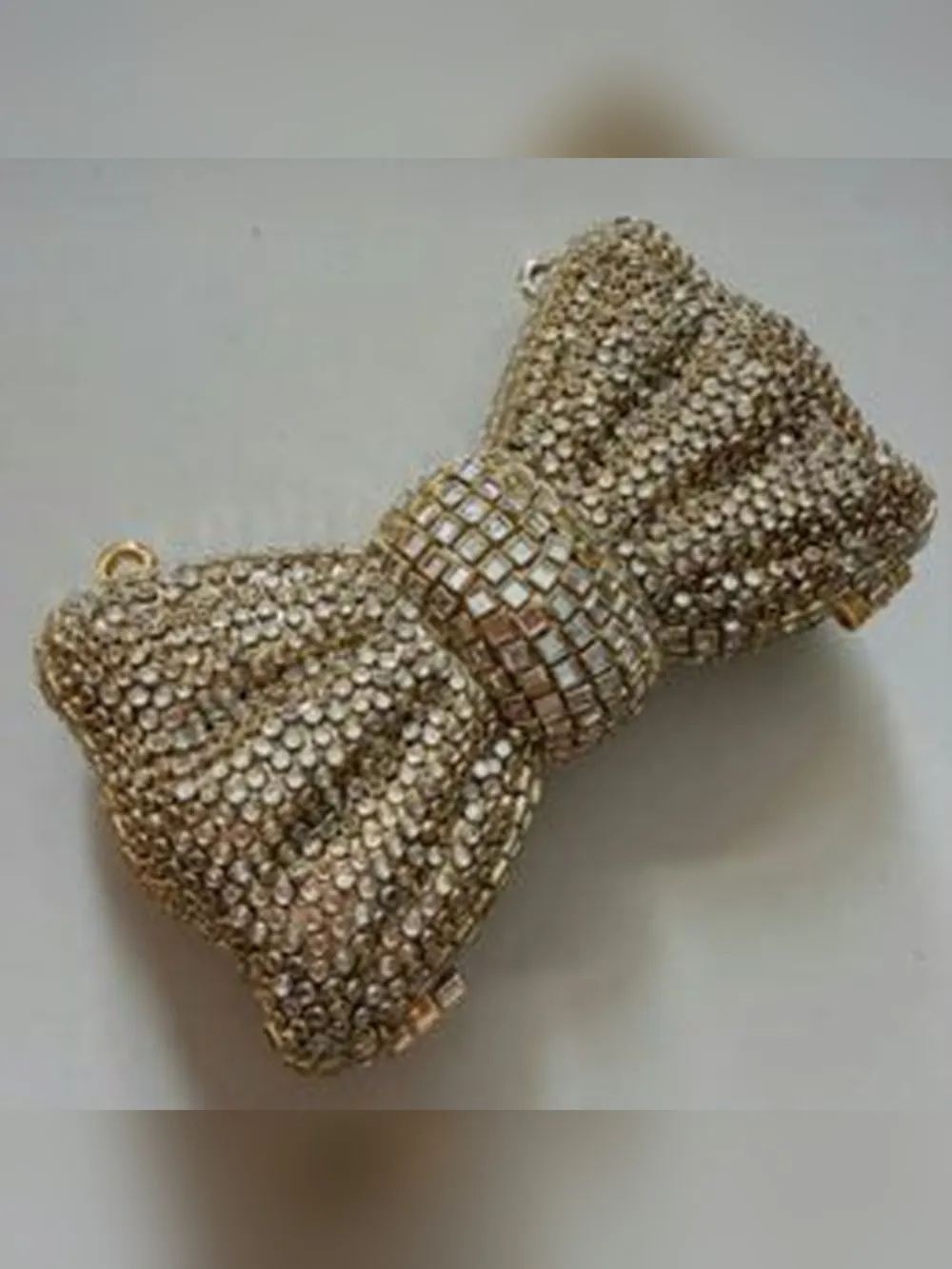 Crystal Bow Clutch - Silver and Gold