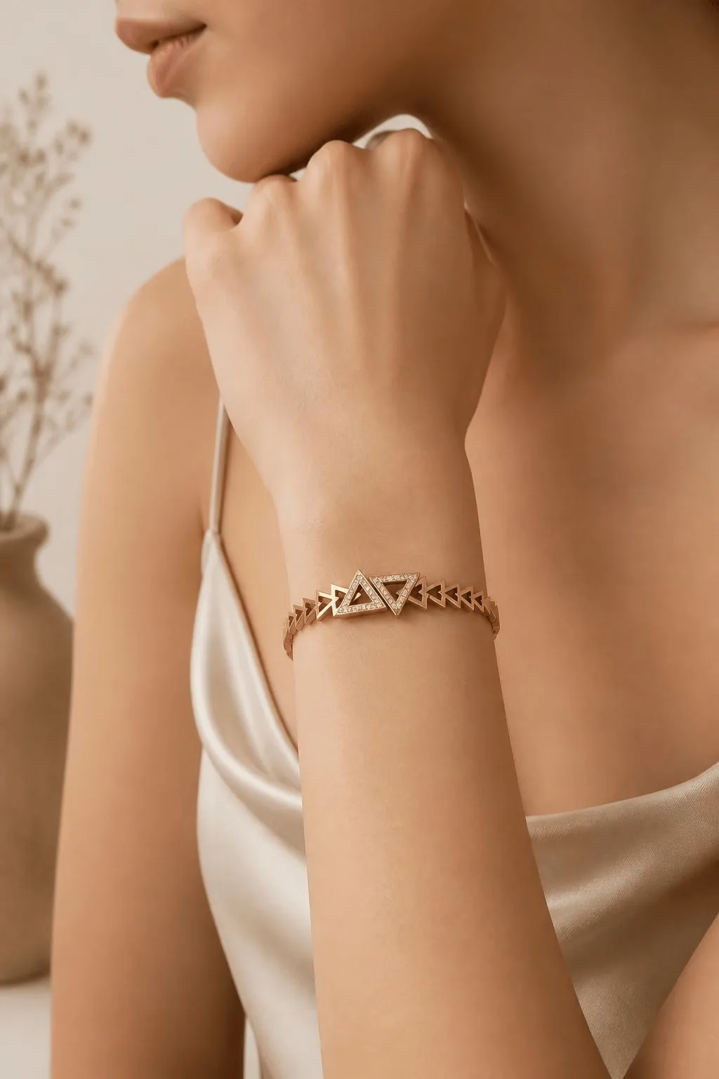 Gold Openwork Link Bracelet - Triangle