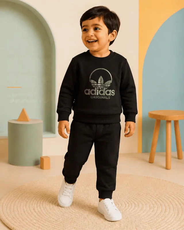 Silver Foil Print Fleece Tracksuit - Black