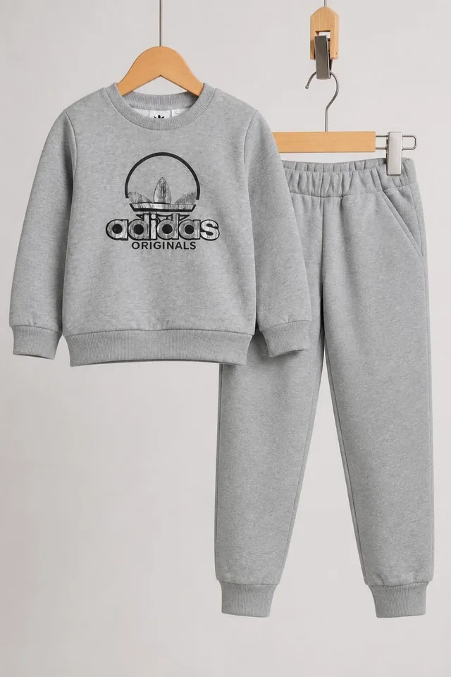 Silver Foil Print Fleece Tracksuit - Grey