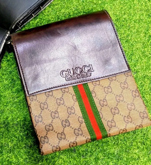 Monogram Print Crossbody Bag - Brown