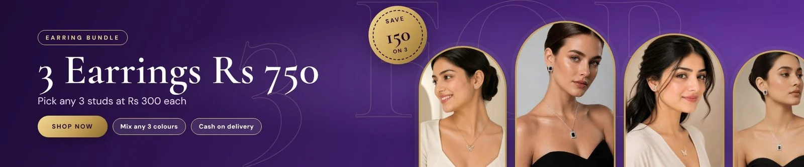 3 Earrings for Rs 750